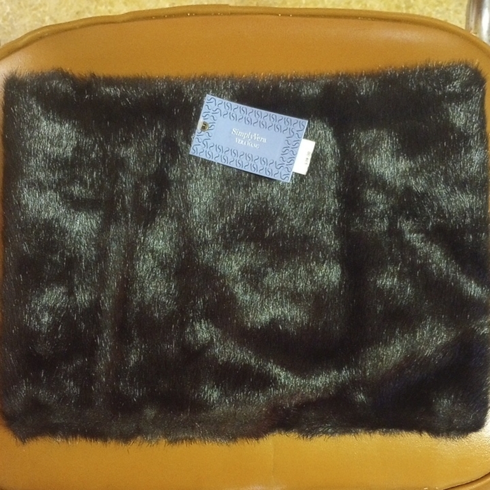 Simply Vera, Vera Wang Faux Fur Black Cold Weather Muffler Scarf